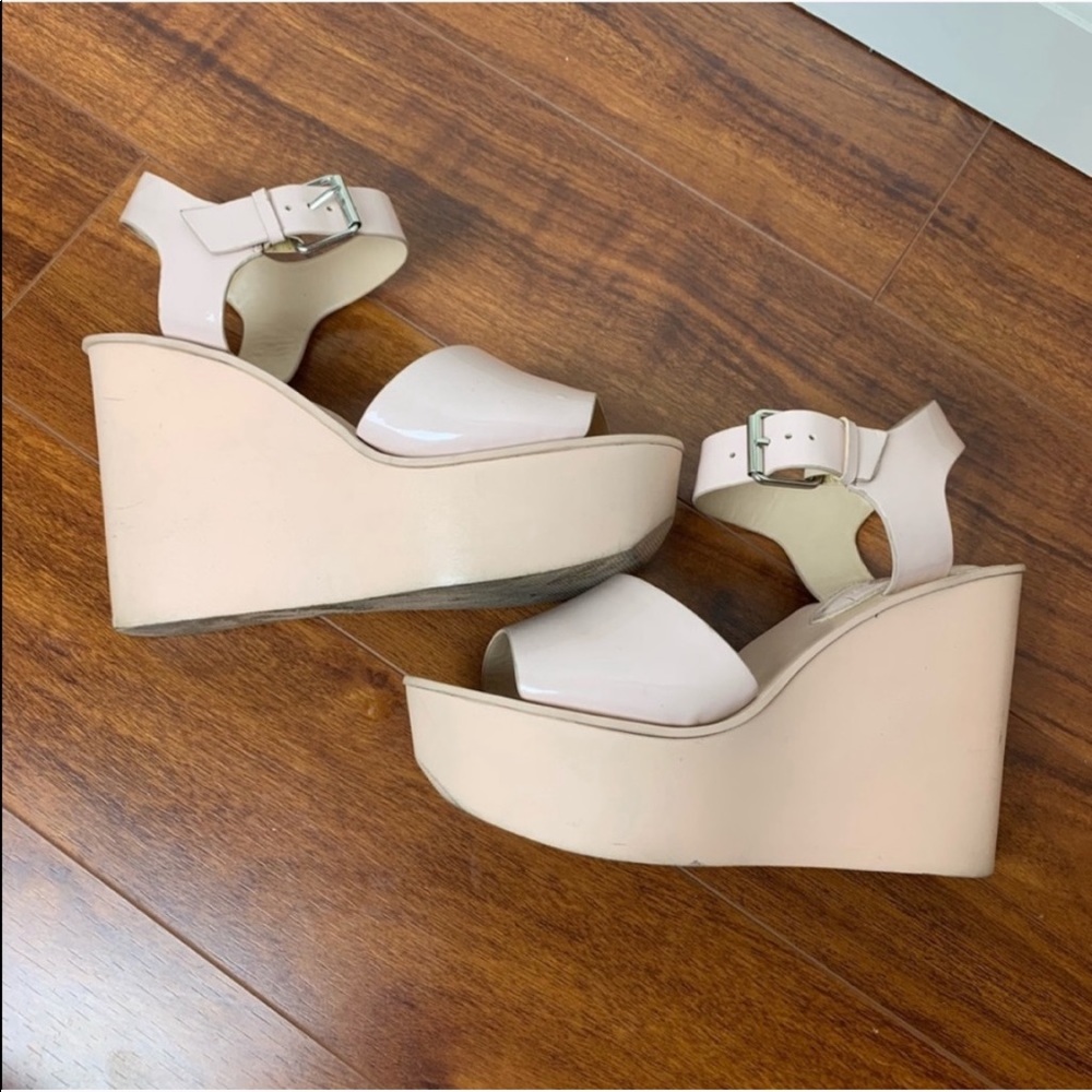TOPSHOP Nude Patent Wedges size 7.5 - Picture 5 of 8